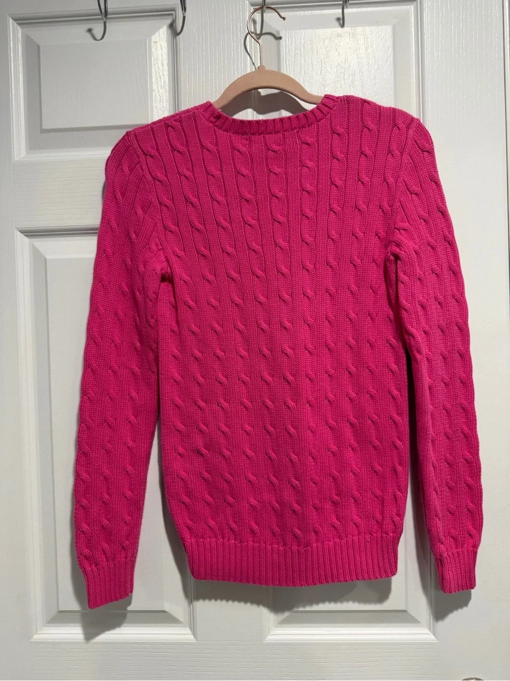 Ralph Lauren Men’s Cable Knit Crewneck Sweater - Hot Pink